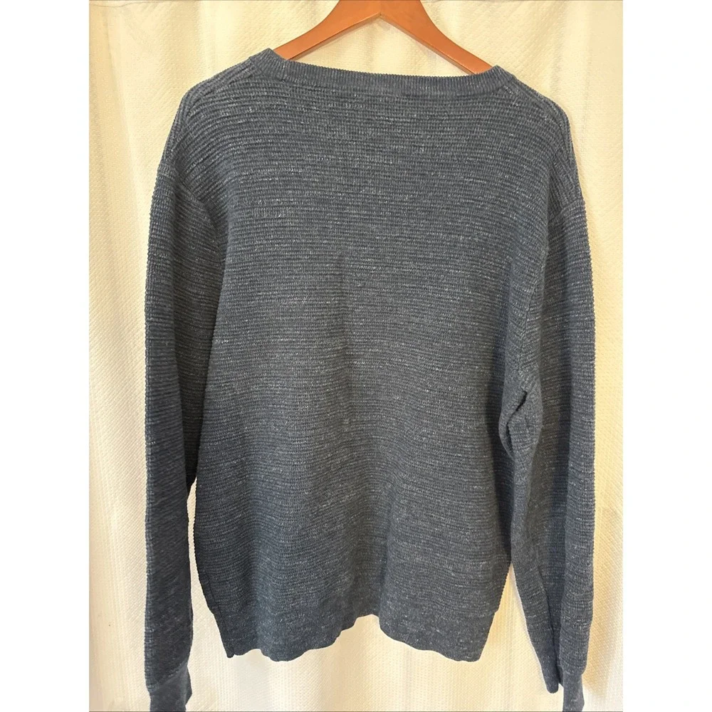 J Crew‎ Sweater Men XL Blue Knit Crewneck Cotton Heavyweight Preppy Pullover